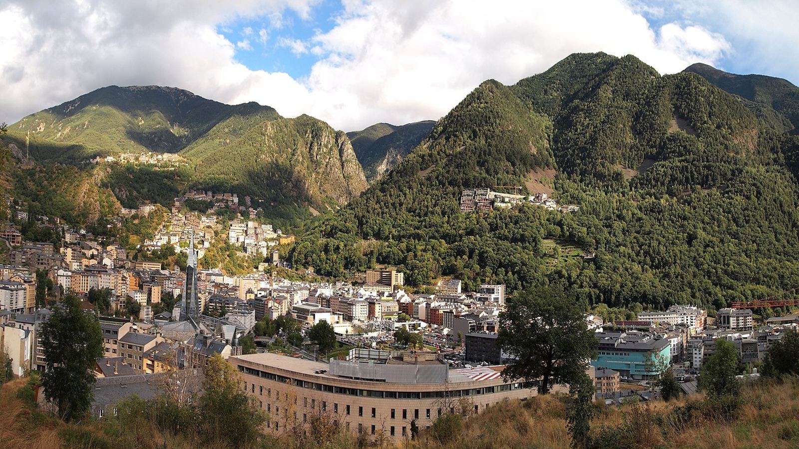 Andorra la Vella spread along the valley floor below green mountains