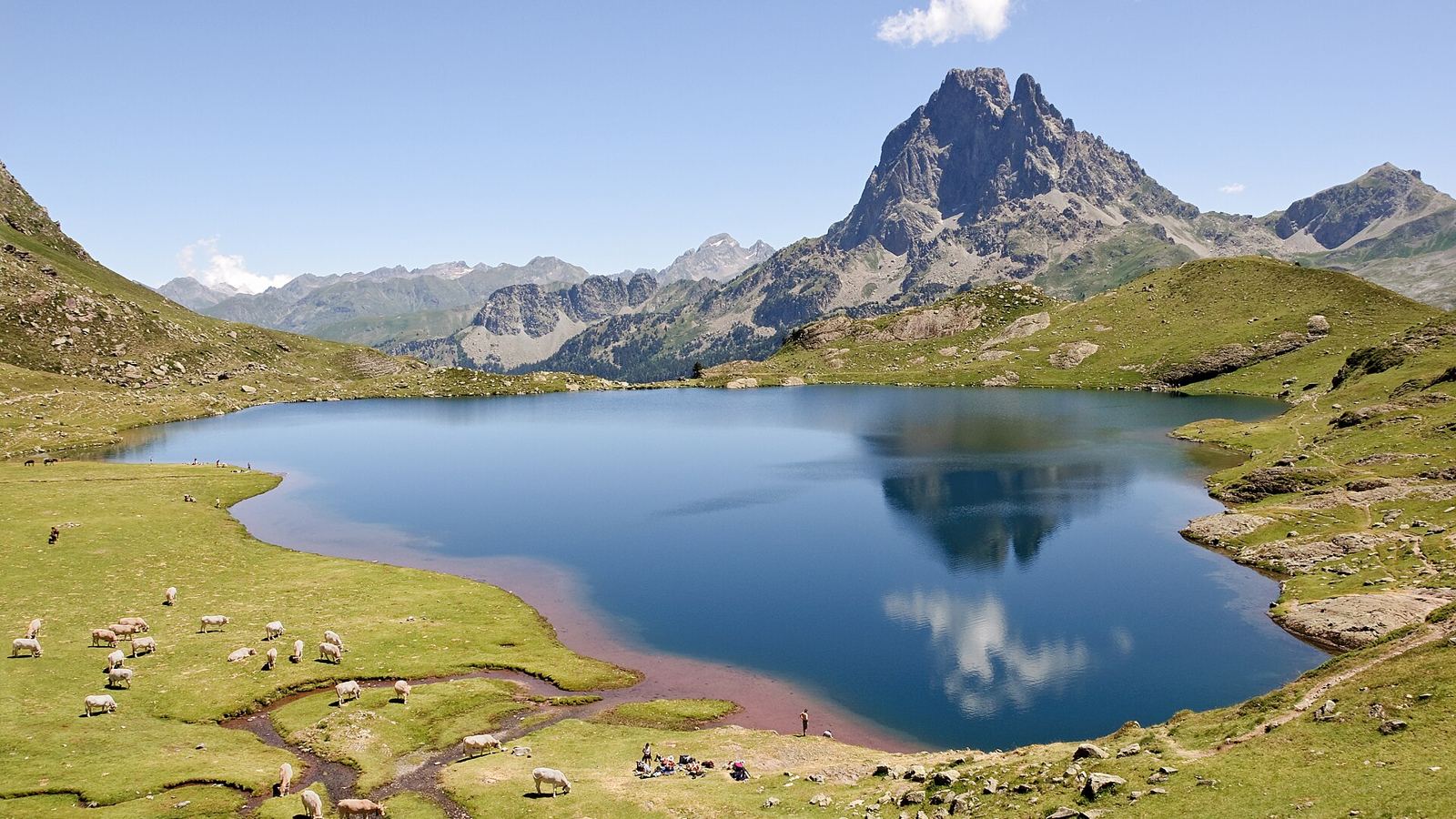 The Pic du Midi d'Ossau reflected in a mountain lake